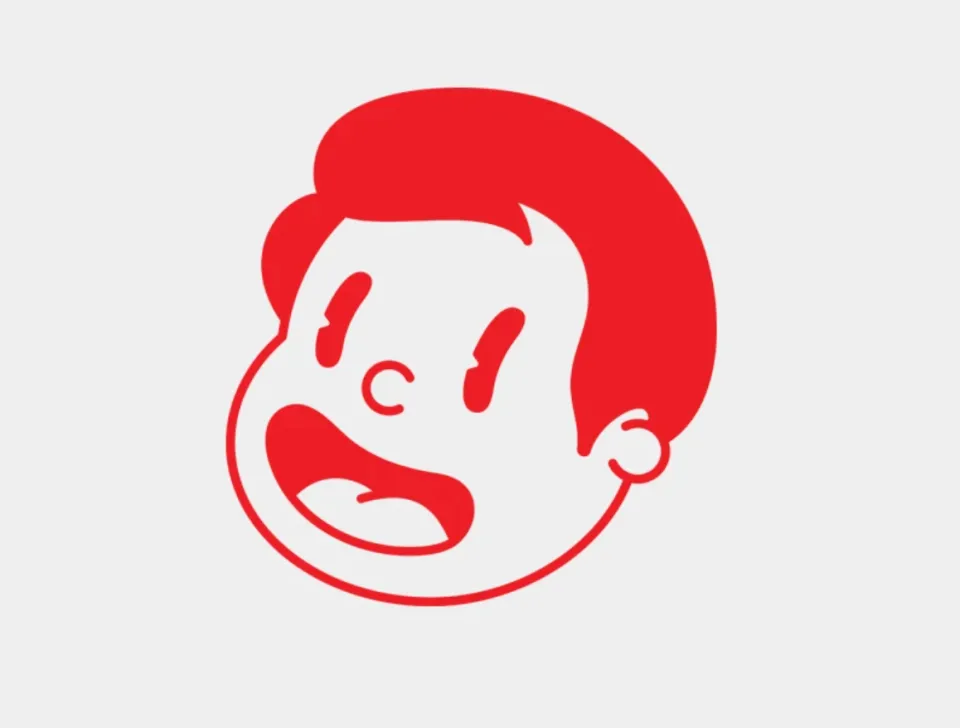 Kiosk am Nullsechs: Logo, lachendes Gesicht mit Tolle in Rot