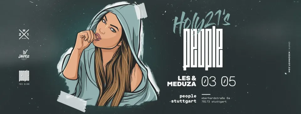 Nachtleben: Banner „Holy21’s People“ mit Illustration