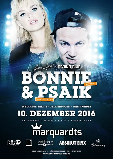 Nachtleben: Flyer Bonnie & Psaik, Marquardts, Dezember 2016