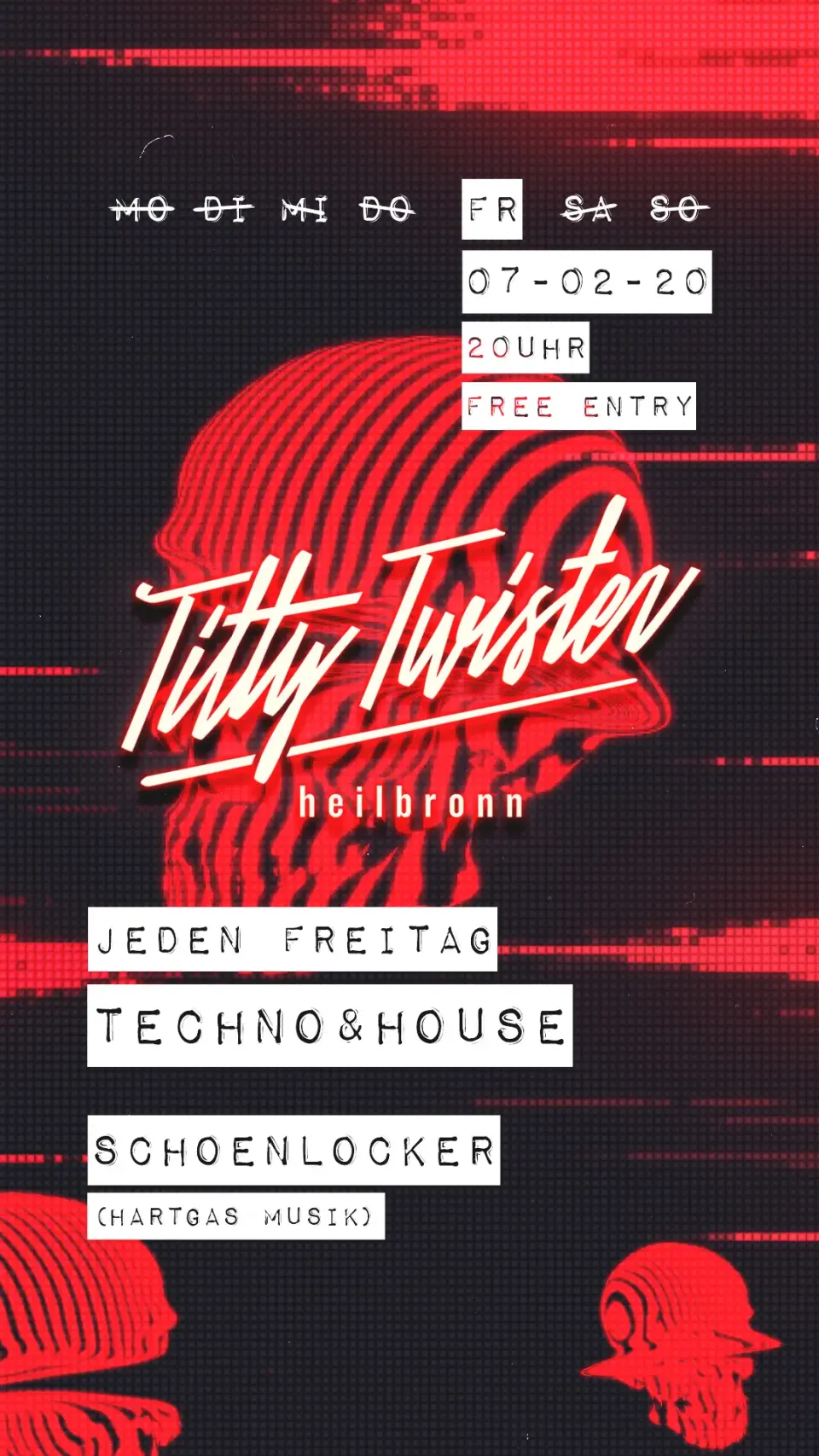 Nachtleben: Flyer Titty Twister Heilbronn, jeden Freitag Techno & House