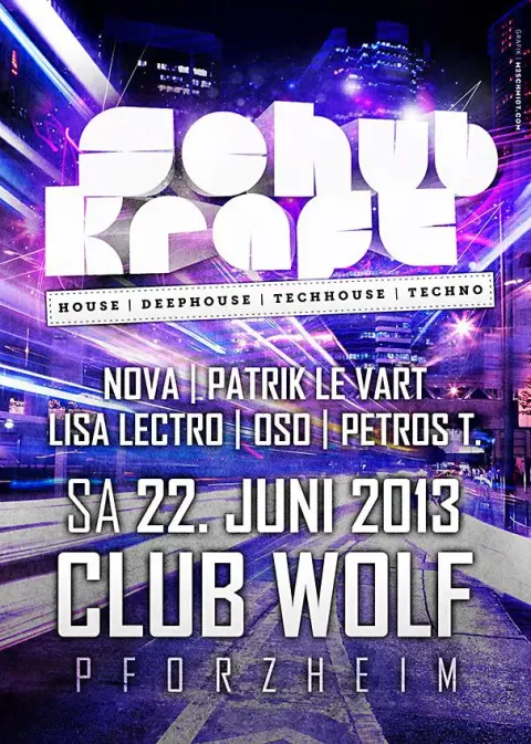 Nachtleben: Flyer Schubkraft, Club Wolf Pforzheim 2013