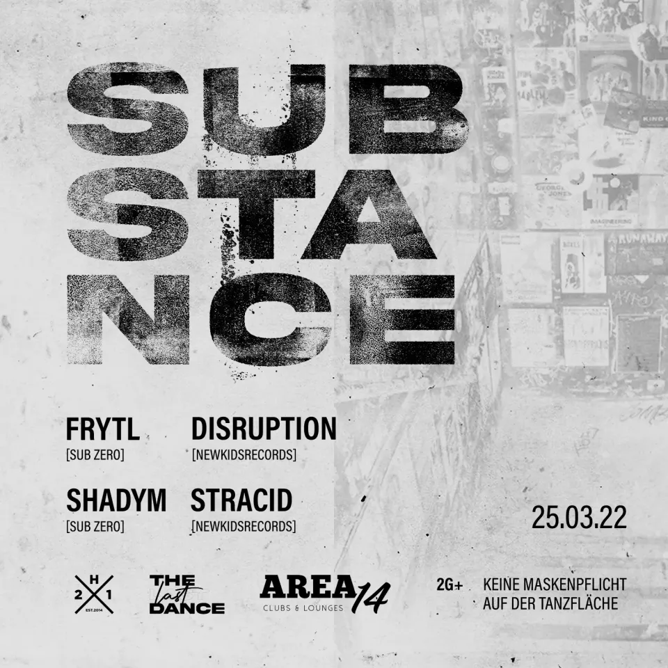 Nachtleben: Typografischer Flyer „Substance“, Area14