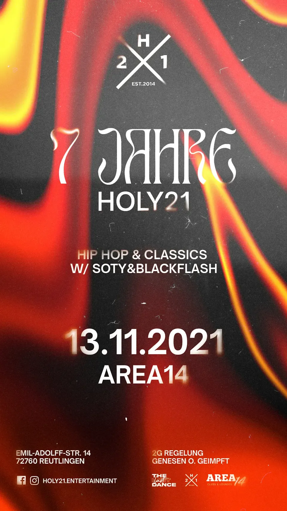 Nachtleben: Flyer „7 Jahre Holy21“ 2021, Area14