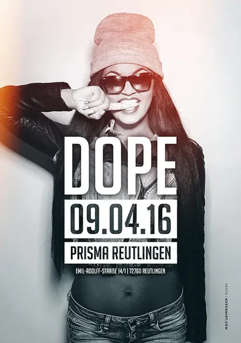 Nachtleben: Flyer „Dope“ 2016, Prisma Reutlingen