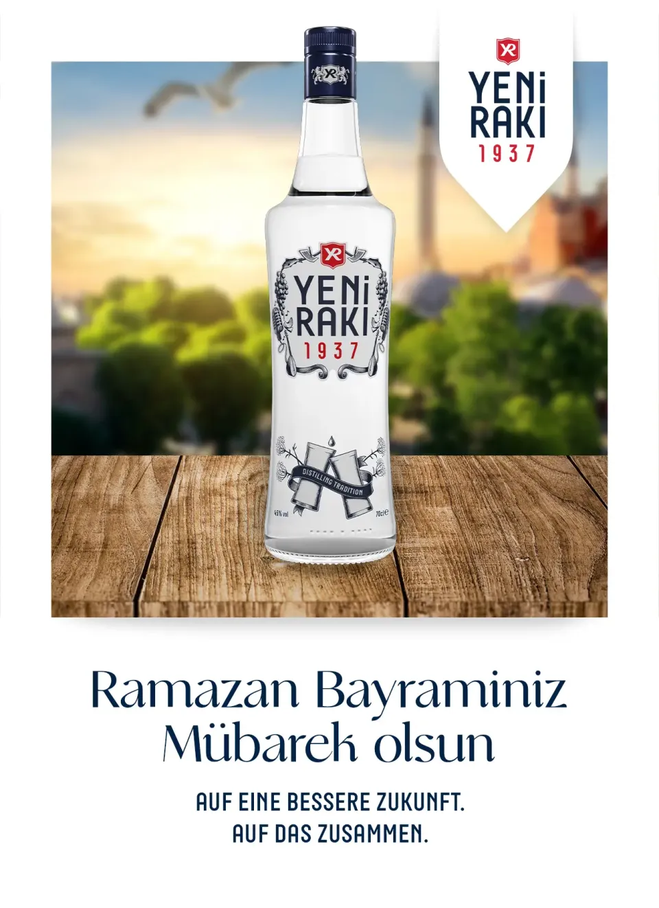 Nachtleben: Postkarte Yeni Raki „Ramazan Bayraminiz Mübarek olsun“