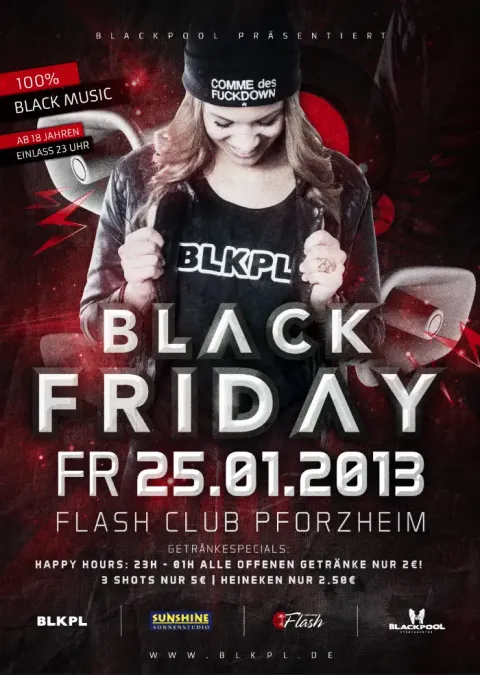 Nachtleben: Flyer Black Friday 2013, Flash Club Pforzheim